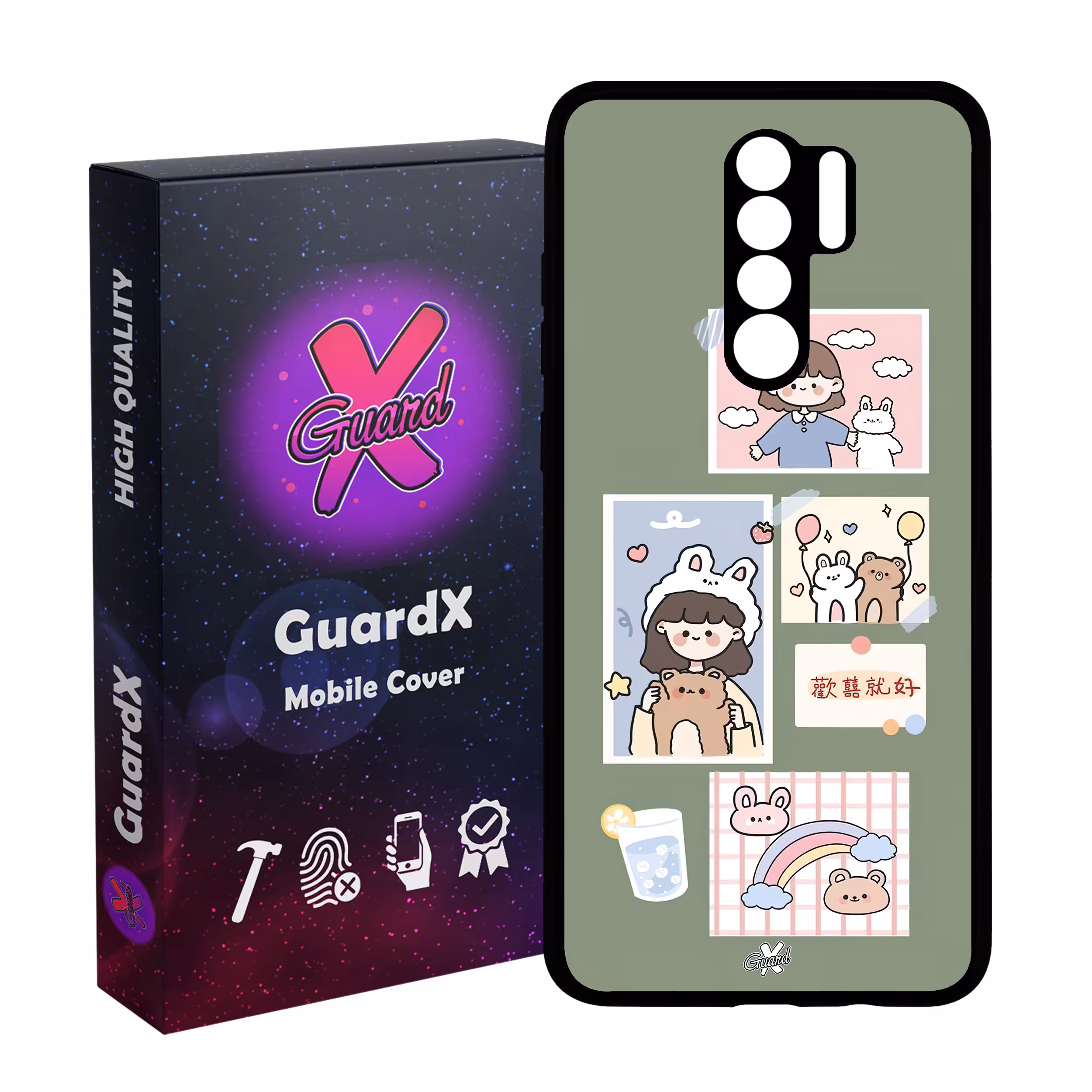 کاور گارد ایکس طرح Girl مدل Glass10514 مناسب برای گوشی موبایل شیائومی Redmi 9/Redmi 9 Prime/Poco M2