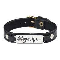 دستبند گيلواره زراوشان مدل چرم طرح اسم رضا کد CH13