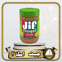 کره بادام زمینی جیف مدل امگا Omega3 بدون گلوتن درب سبز 