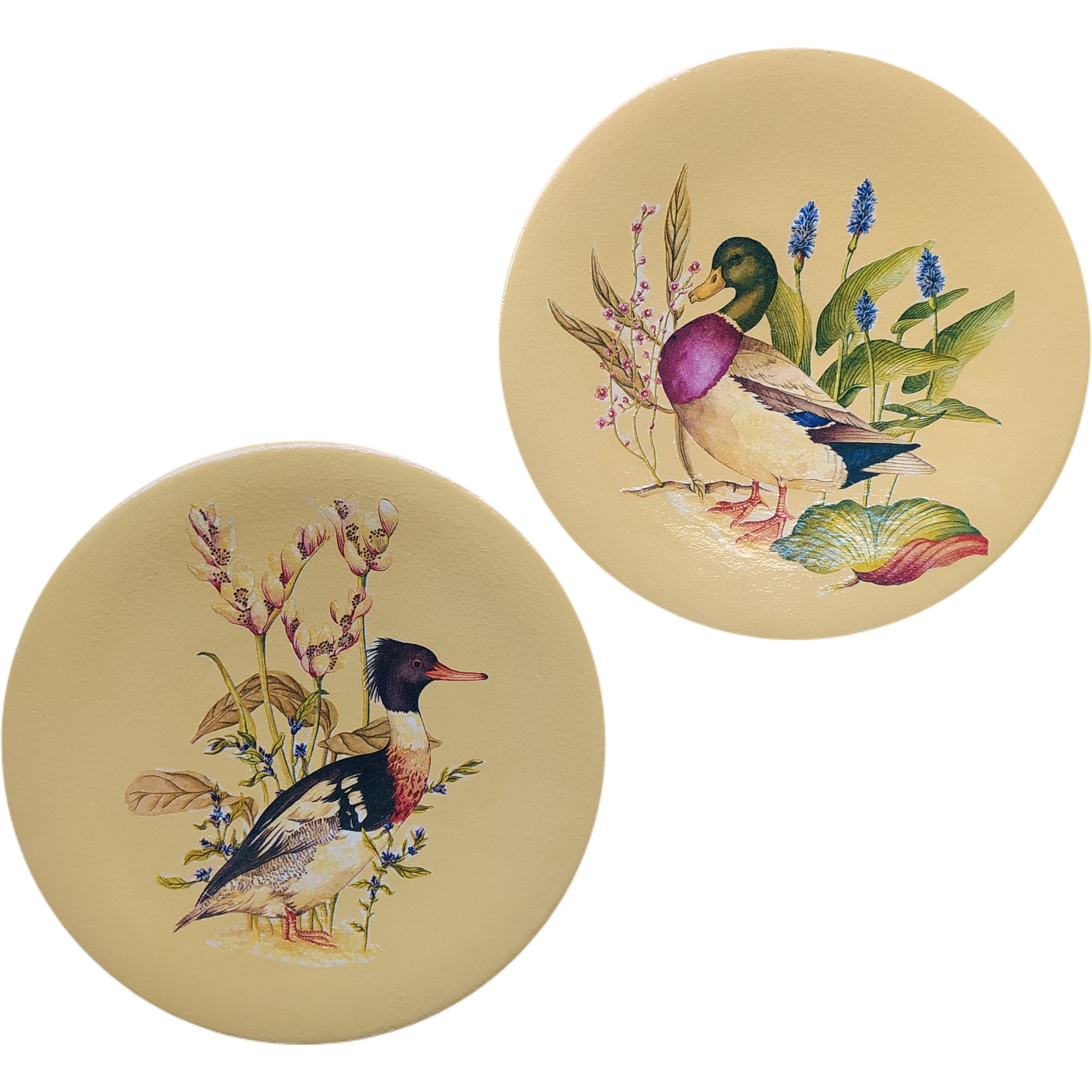 بشقاب دیوارکوب سفالی مدل مرغابی مجموعه 2 عددی