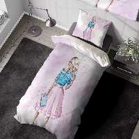 روتختی ساده و شیک تکنفره دخترانه طرح خانم دامن کوتاه SM-21701