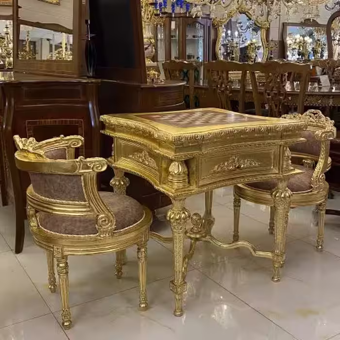 میز بازی تخته نرد و شطرنج طلایی