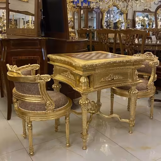 میز بازی تخته نرد و شطرنج طلایی