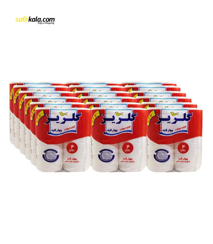 دستمال توالت چهارقلو گلریز مدل DL بسته 18 عددی