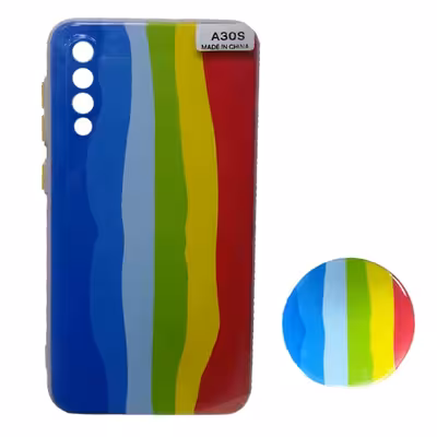 کاور مدل رنگین کمانی کد 231 مناسب برای گوشی موبایل سامسونگ Galaxy A30s به همراه پاپ سوکت