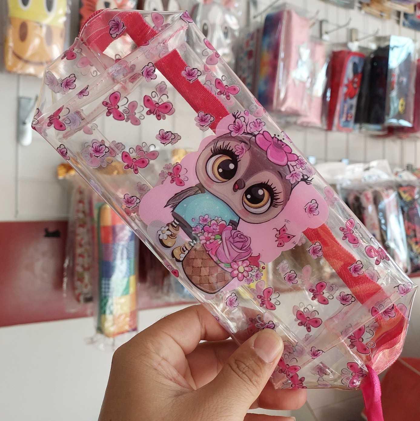 جامدادی طلقی دخترانه طرح جغد مدل زیپ دار