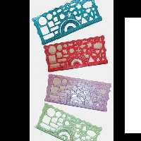 خط کش ژله ای شابلون اشکال نقاله دار 20 سانت بسته 12عددی 