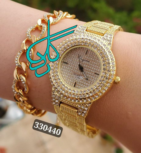 خرید ست ساعت و دستبند زنانه رنگ طلایی کیفیت عالی رنگ ثابت کد 1815367 - ردگل
