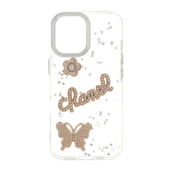 قاب گوشی موبایل رزین مدل chanel طرح برجسته لنز سیلور