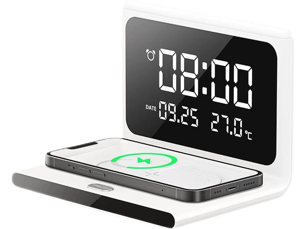 شارژر بی‌سیم و ساعت رومیزی رسی Recci RLS-L12 Perpetual Calendar Wireless Charger