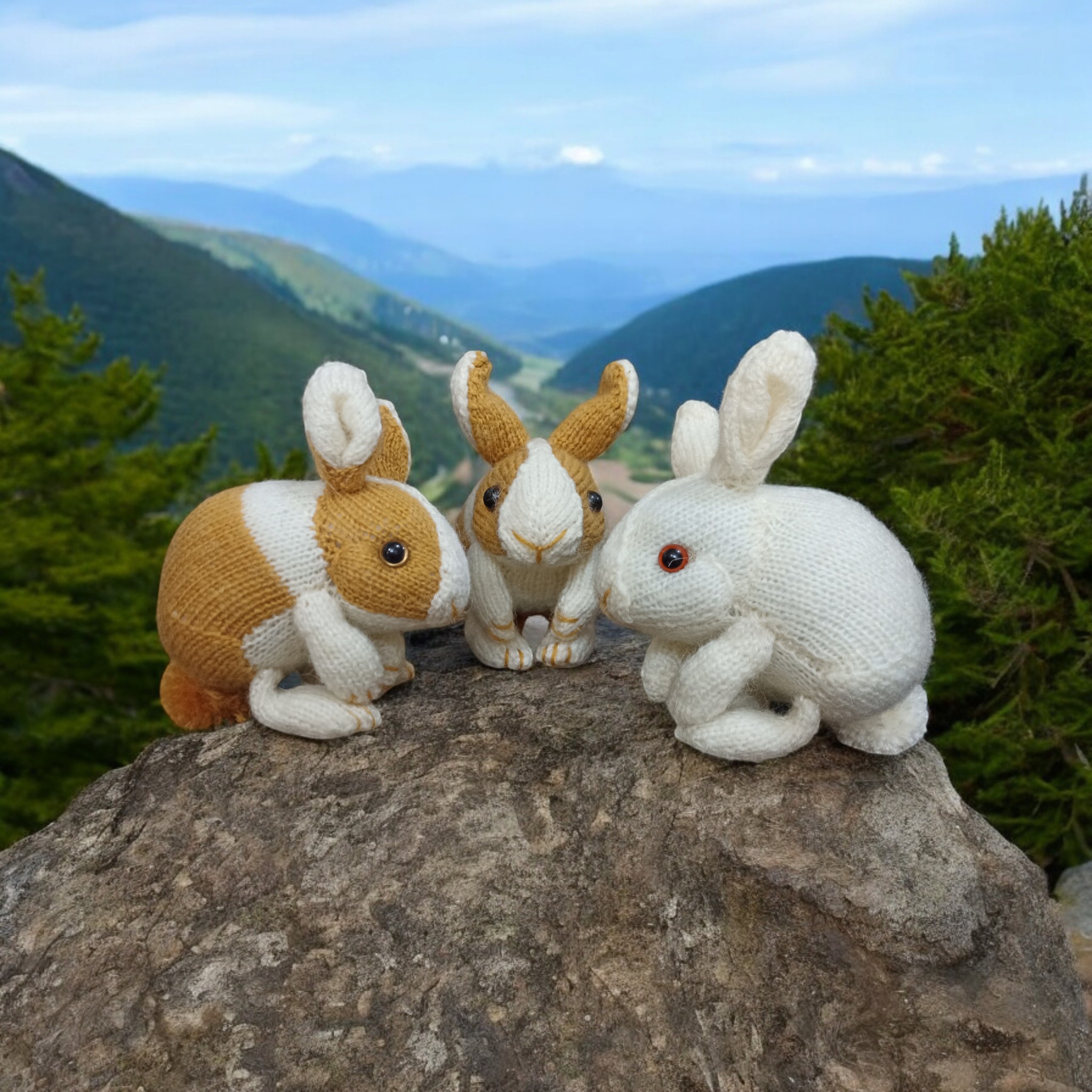 خرگوش طبیعی عروسک بافتنی دستباف