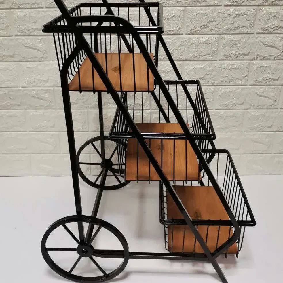 سبد سیب پیاز  سه طبقه کالسکه