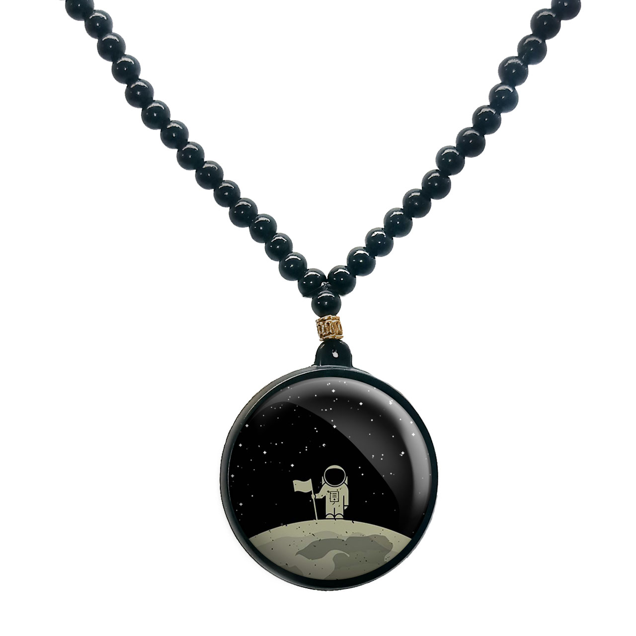 گردنبند پرمانه طرح فضانورد کد pmd.10420 مدل دو طرفه