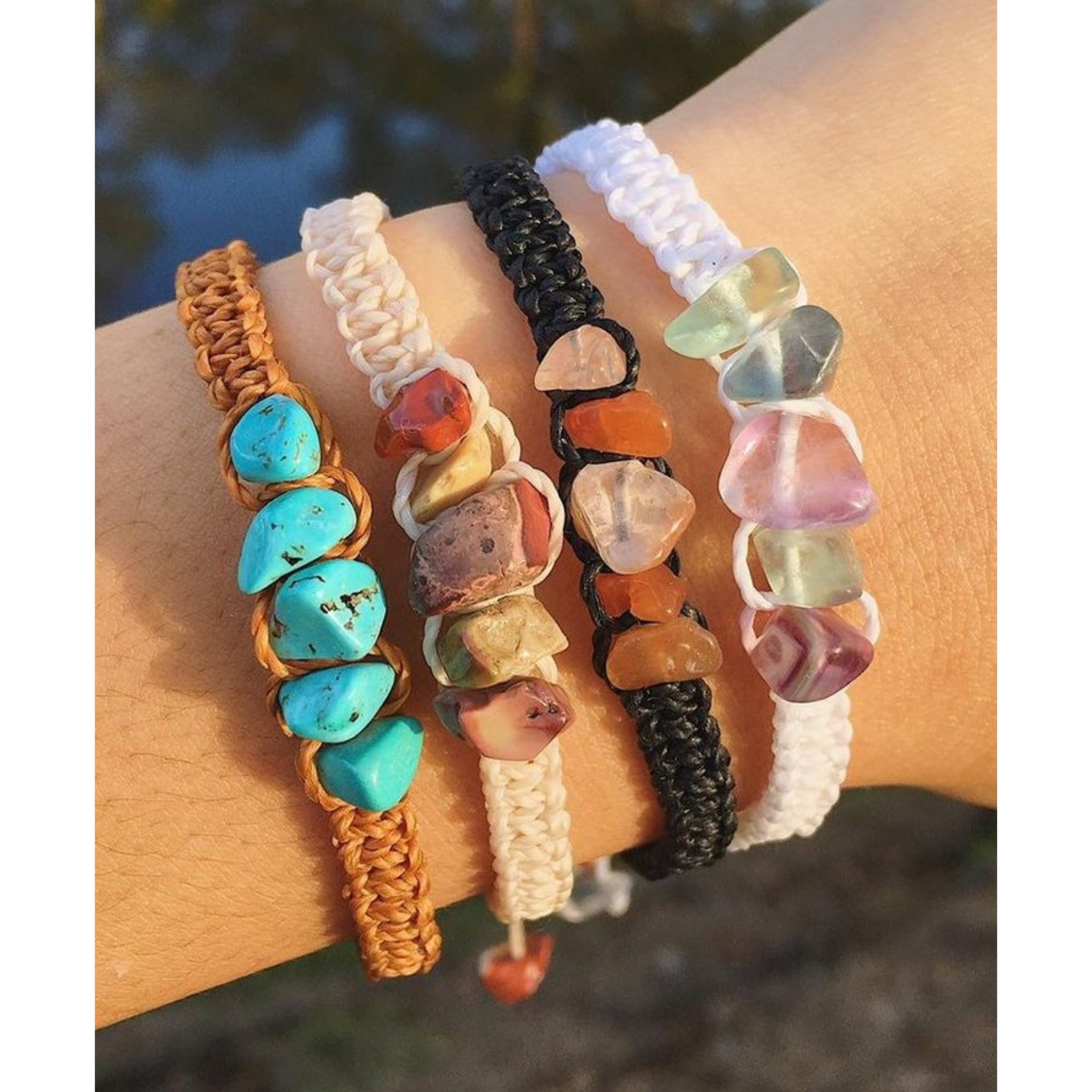 دستبند سنگ شکسته بافت خورده 