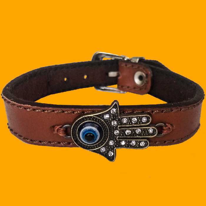 دستبند چرم وارک طرح چشم زخم مدل یونا rb129