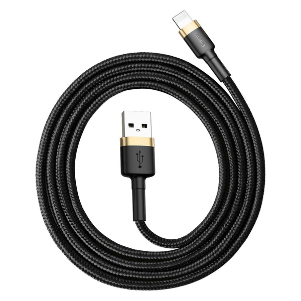 کابل USB به لایتنینگ باسئوس Baseus cafule Cable USB For lightning 1.5A 2M Gold Black