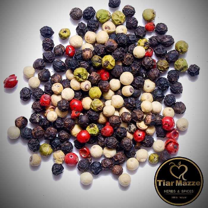 فلفل الوان تیارمزه، میکس چهار فلفل، با ظرف گریندری، 