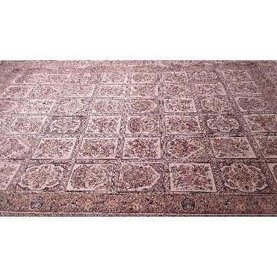 فرش ماشینی زمرد مشهد مدل 50002 زمینه کرم