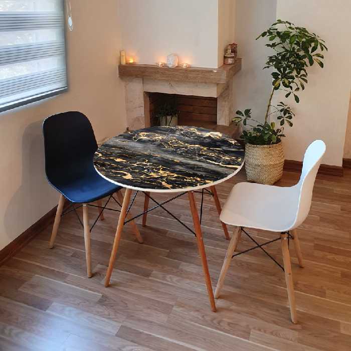 میز ناهارخوری مدل گرد طرح ماربل کد GL-06