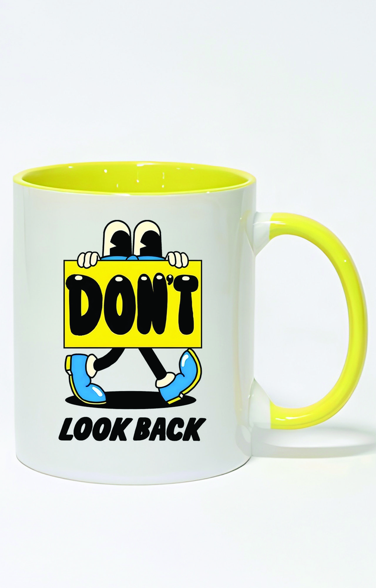 ماگ دسته و داخل رنگی طرح dont look back کد 3193