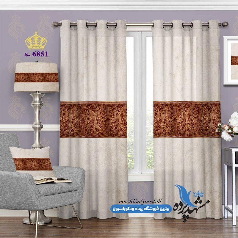 پرده پانچ اسلیمی طرح حاشیه بته جقه کد s-6851