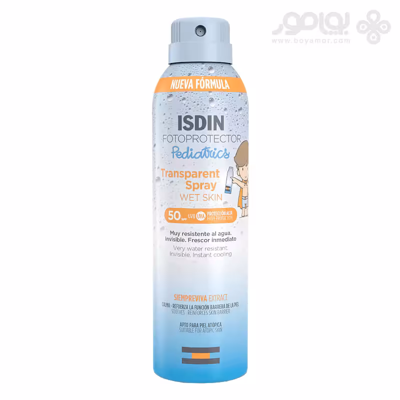 اسپری ضد آفتاب کودک ایزدین SPF50 مدل PEDIATRICS حجم 250 میل