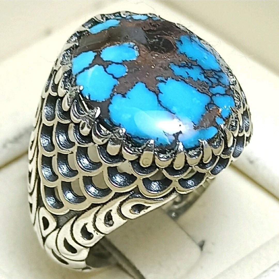  انگشتر نقره مردانه همراه با فیروزه نیشابوری 26
