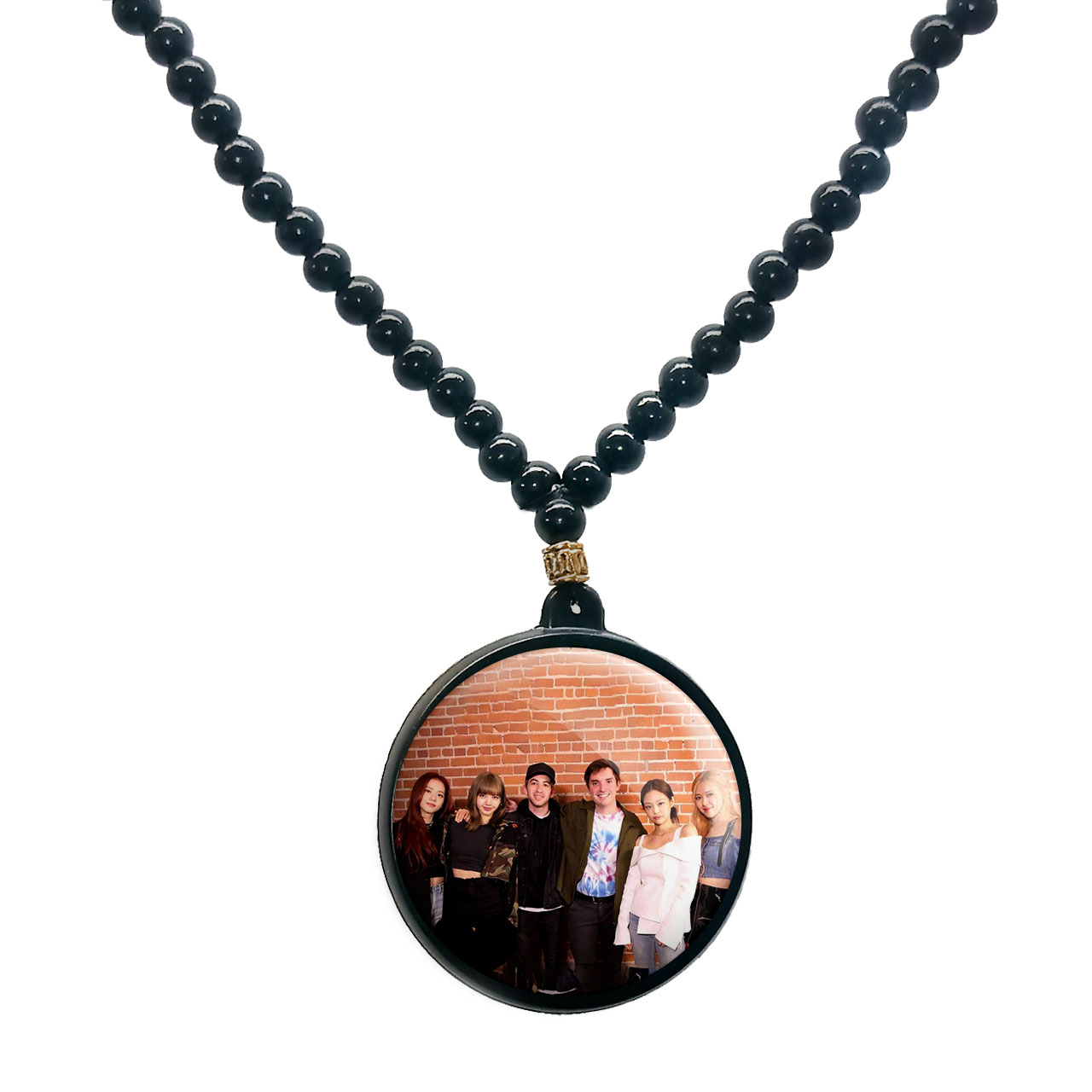 گردنبند پرمانه طرح بلک پینک کد pmd.17914 مدل دو طرفه