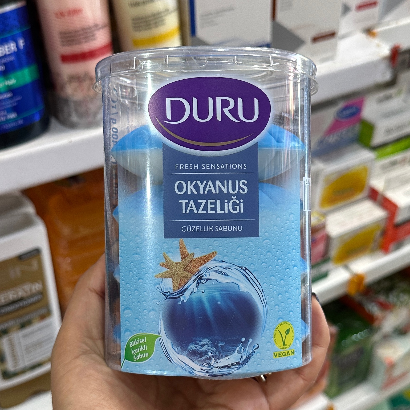 صابون دورو Duru ترکیه آبی با رایحه ی اقیانوس 4عدد صابون 100گرمی