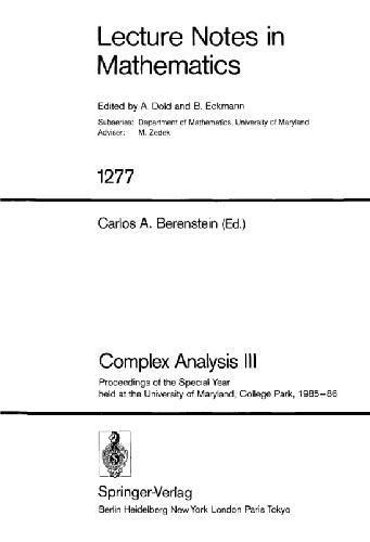 خرید و دانلود نسخه کامل کتاب Complex Analysis III