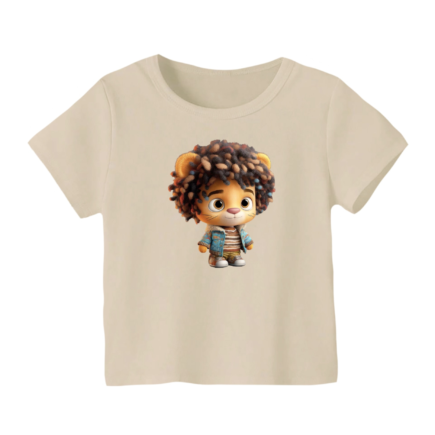 تی شرت آستین کوتاه بچگانه مدل شیر کد 1 رنگ کرم