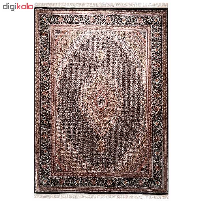 فرش ماشینی زمرد مشهد طرح ریز ماهی زمینه سورمه ای