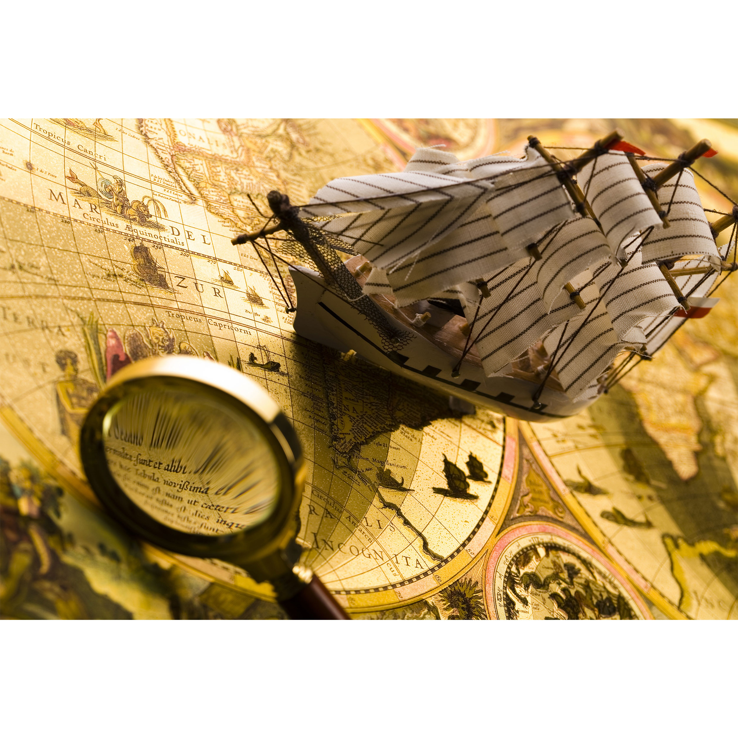 تابلو شاسی طرح نقشه کشتی و ذره بین مدل T6808