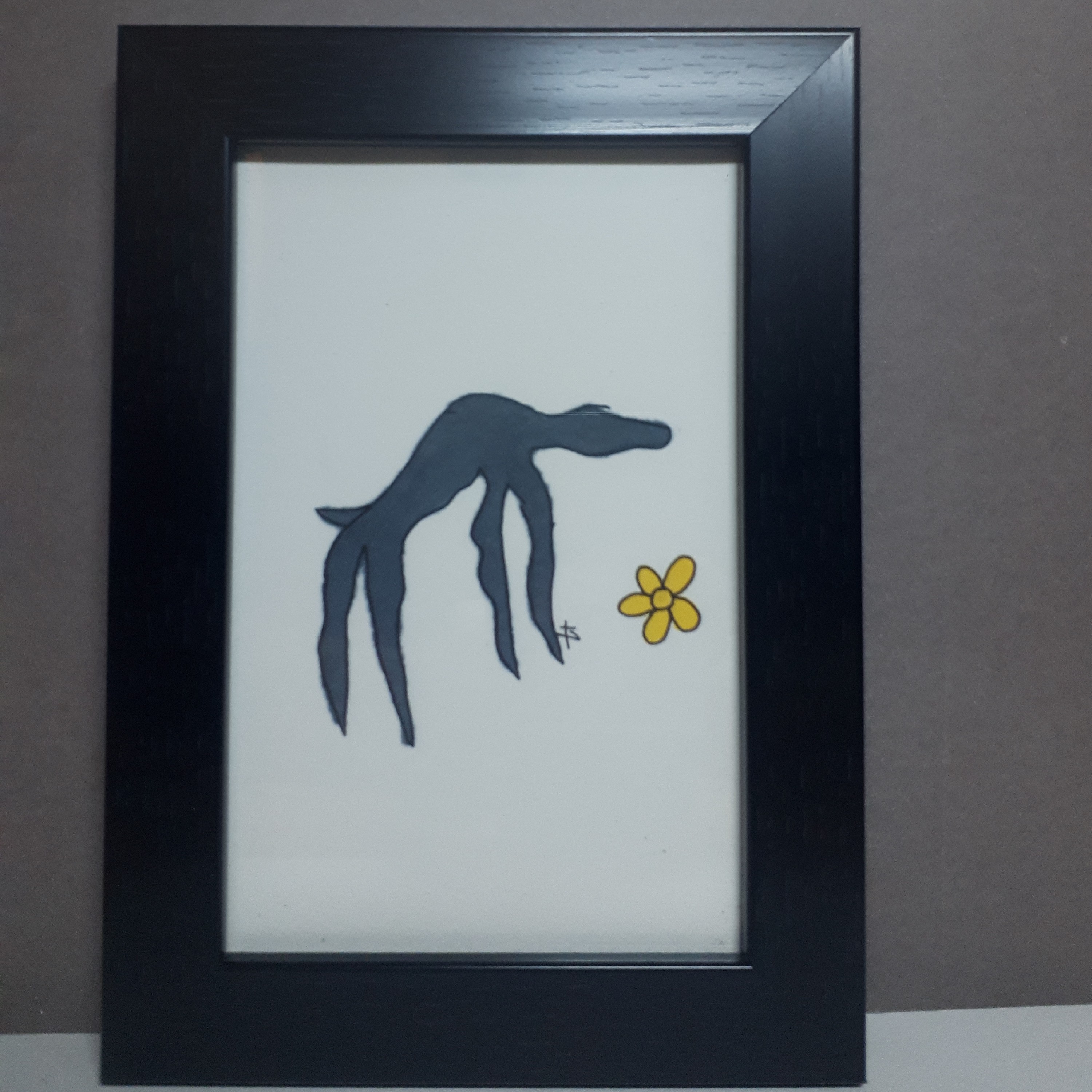 نقاشی سگ و گل