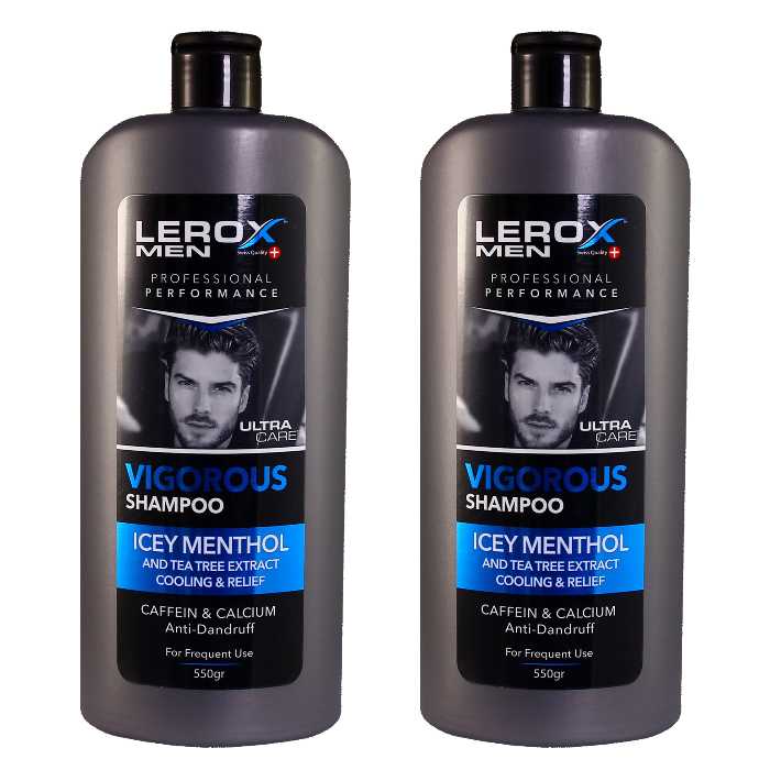 شامپو مو مردانه لروکس مدل ICEY MENTHOL حجم 550 میلی لیتر بسته 2 عددی