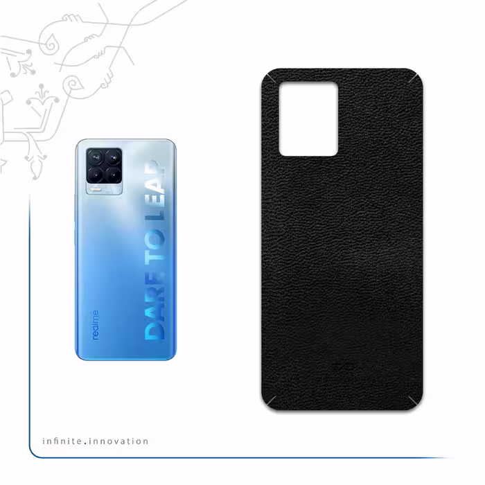 برچسب پوششی ماهوت مدل Black-Leather مناسب برای گوشی موبایل ریلمی 8 Pro