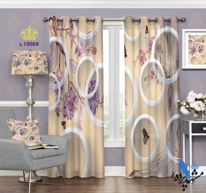 پرده پانچ فانتزی طرح حلقه های سه بعدی و گل کد S10069