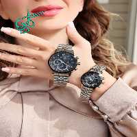 خرید ست ساعت مردانه و زنانه الگانس ELEGANCE ضدآب موتور ژاپن رنگ ثابت تاریخ دار طرح کرنو دارای بند قفلی دارای رنگ بندی کد 2116285 - ردگل