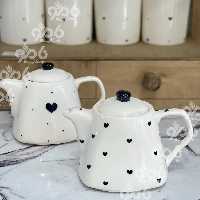 قوری سرامیکی کف مربع قلب ریز مشکی