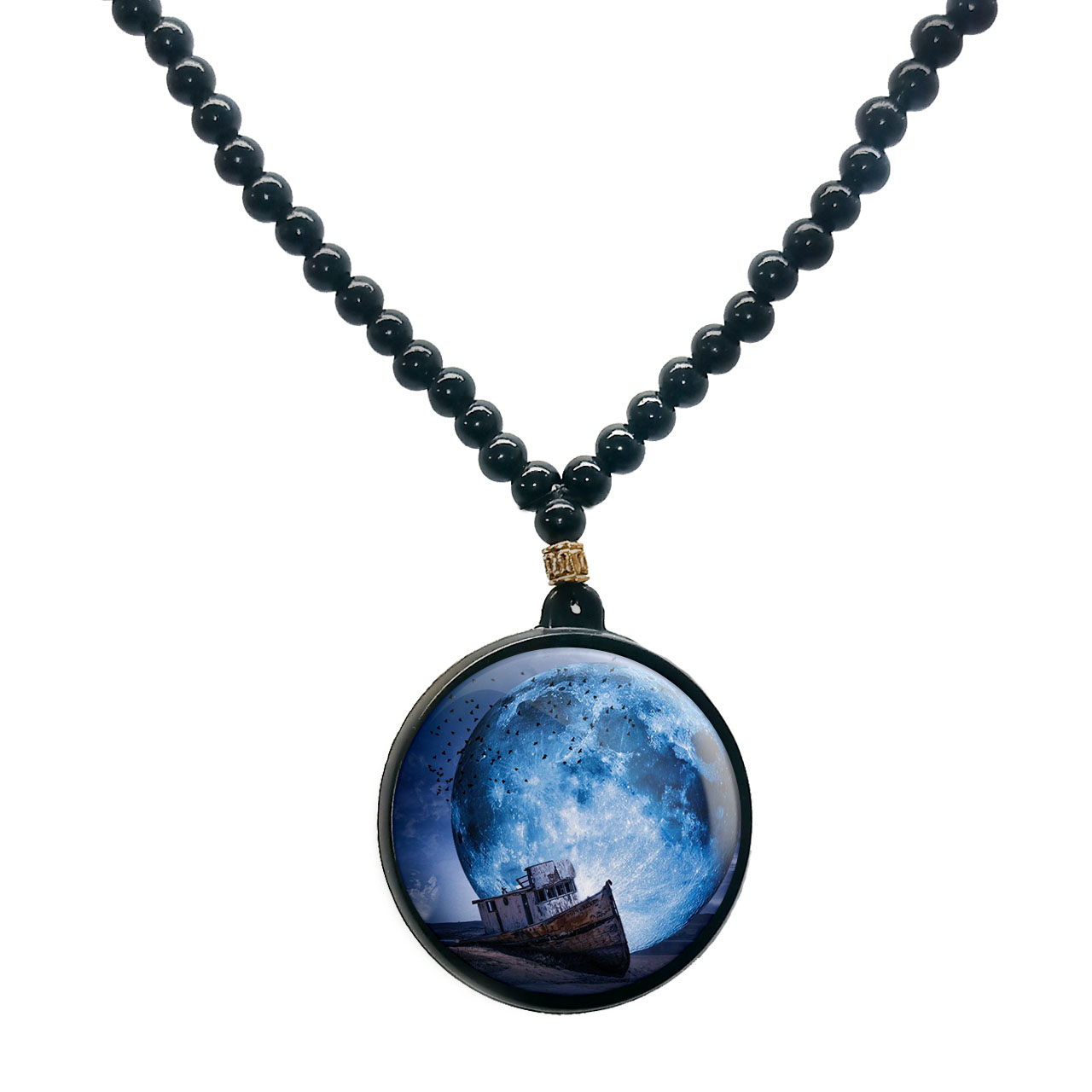 گردنبند پرمانه طرح ماه کد pmd.24698 مدل دو طرفه