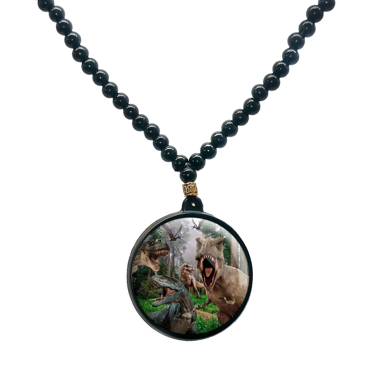 گردنبند پرمانه طرح دایناسور ها کد pmd.23355 مدل دو طرفه