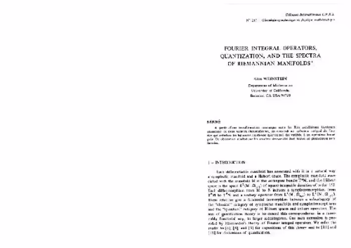 خرید و دانلود نسخه کامل کتاب Fourier integral operators, quantization, and spectra of Riemannian manifolds (CNRS colloquium)