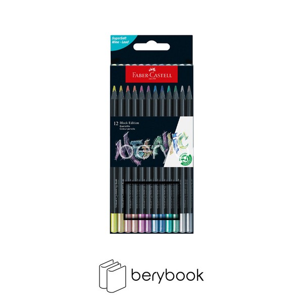 faber-castell / فابرکاستل / مداد رنگی / 12 رنگ متالیک / black edition / جعبه مقوایی / مشکی / 126415