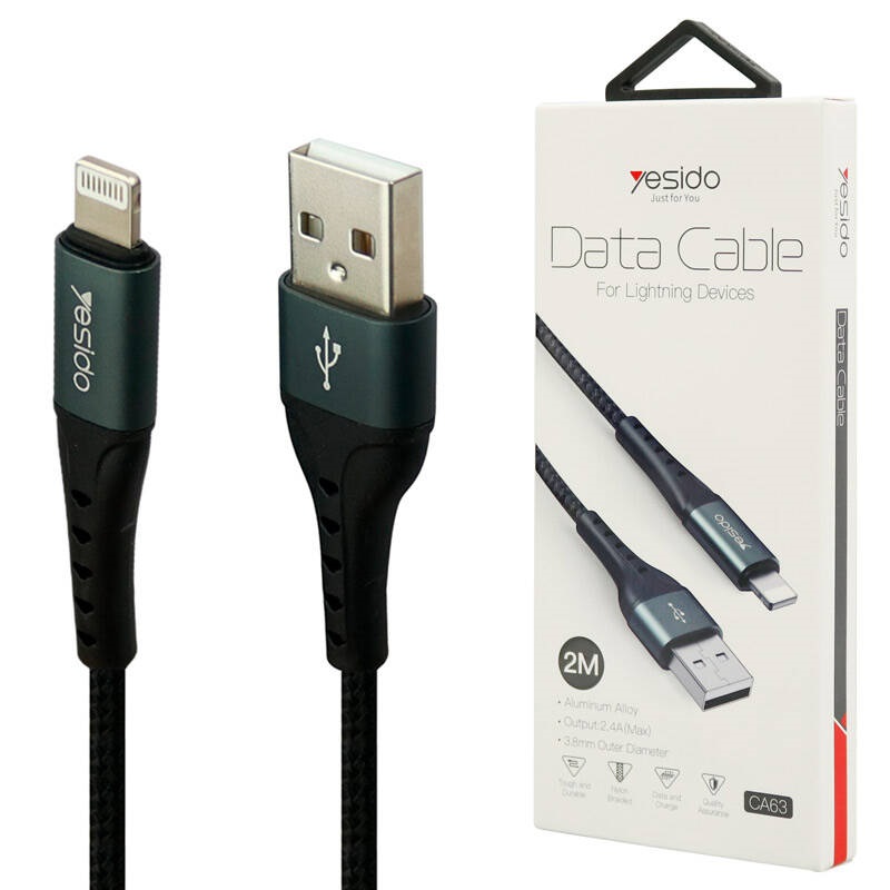 کابل آیفونی فست شارژ Yesido CA63 2.4A 2m