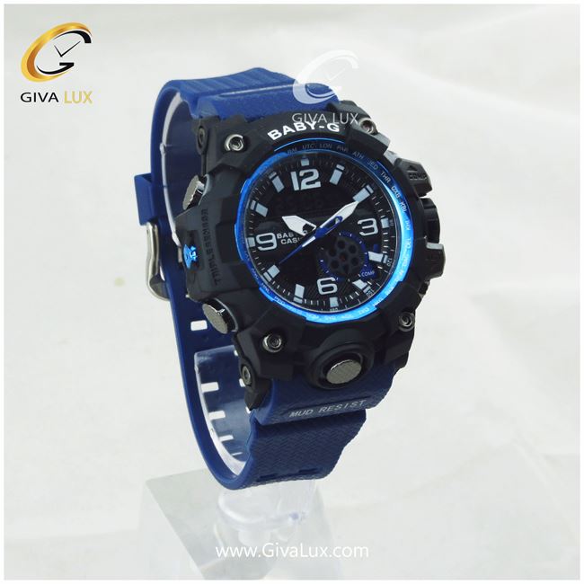 ساعت مچی اسپرت کاسیو جی شاک (BABY-G)  آبی کاربنی