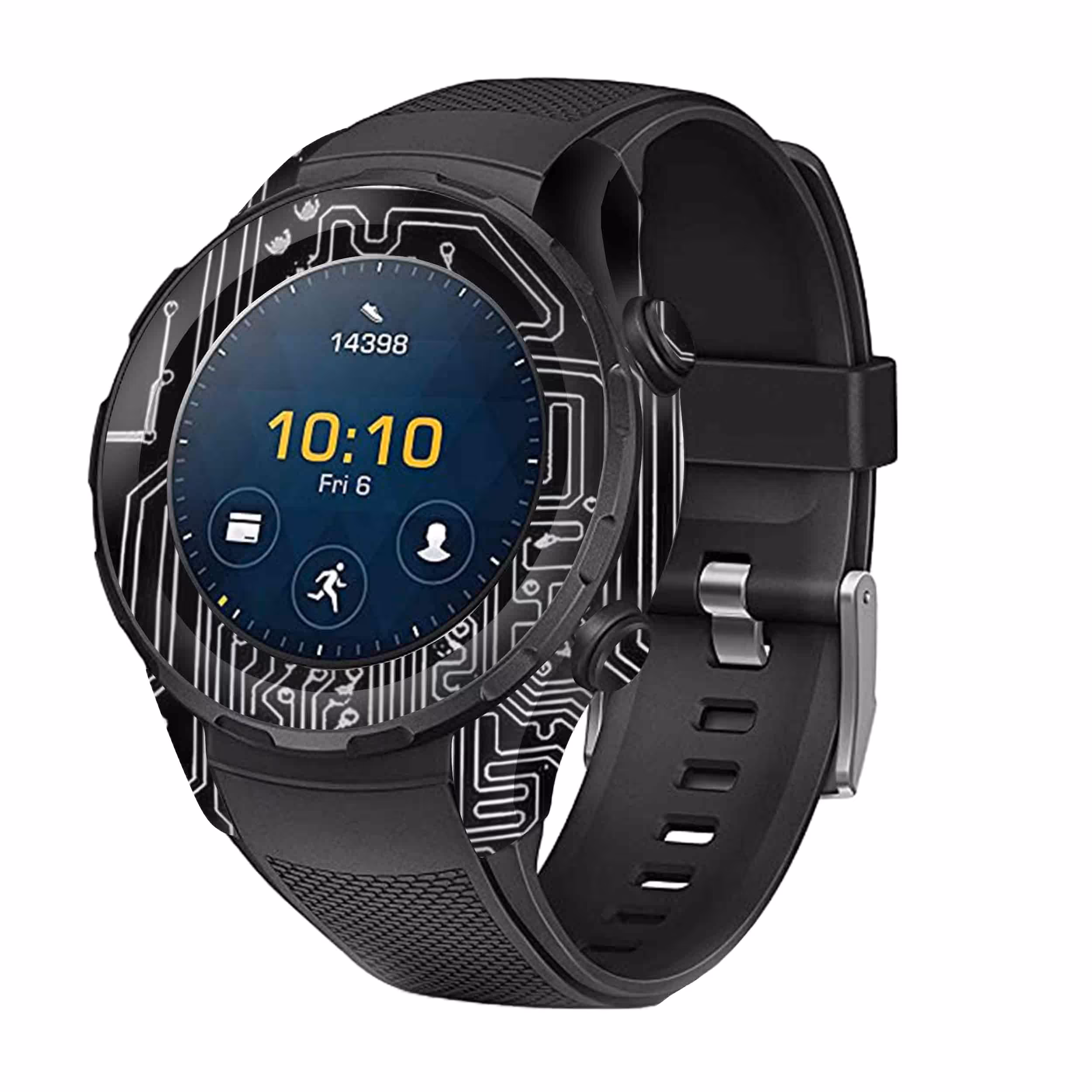 برچسب ماهوت طرح Black-Printed-Circuit-Board مناسب برای ساعت هوشمند هوآوی Watch 2