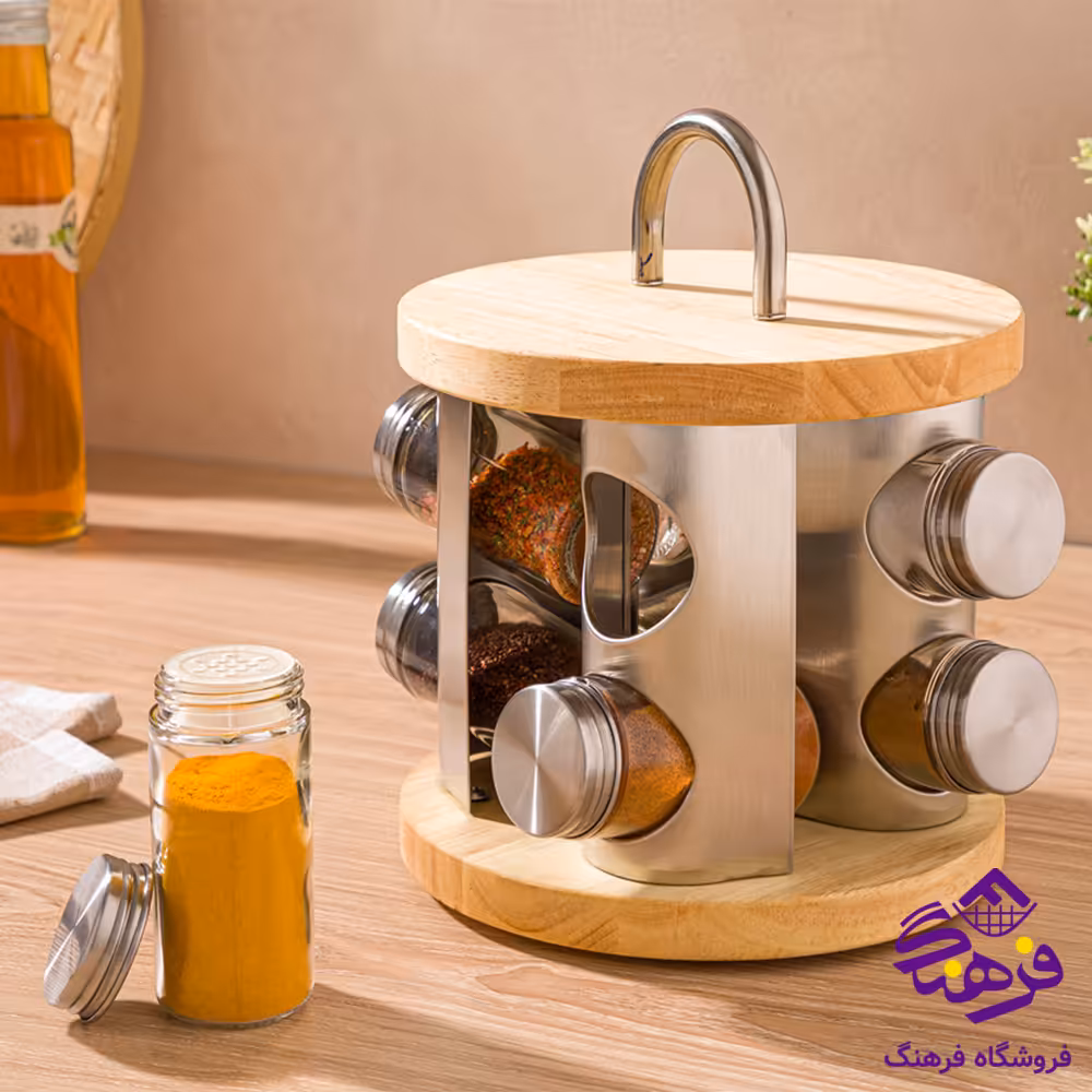 جاادویه لیمون گردان استیل و چوب 8عددی