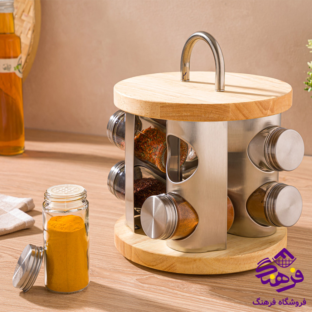 جاادویه لیمون گردان استیل و چوب 8عددی