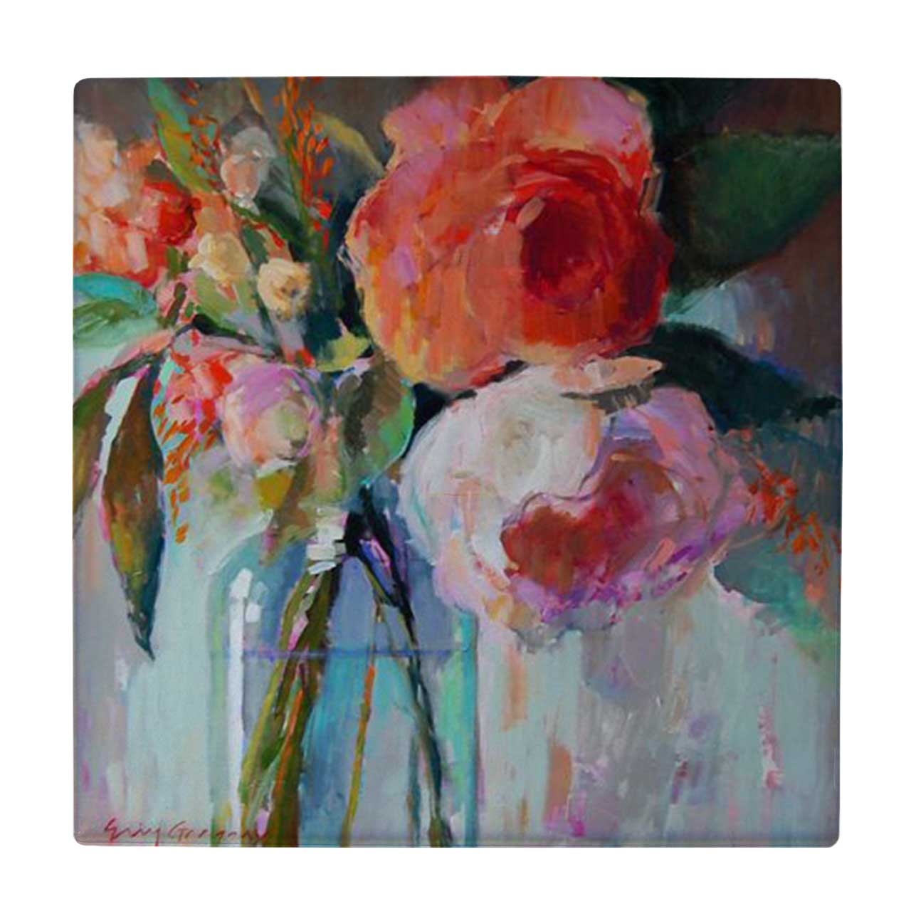 کاشی طرح نقاشی گلدان بلوری و گل کد wk1952