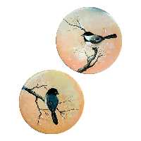 بشقاب دیوارکوب سفالی طرح پرنده کد D175 مجموعه 2 عددی